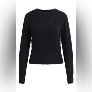 Favorite Daughter Esther Black Cable Crop Sweater, Size XS, NWT